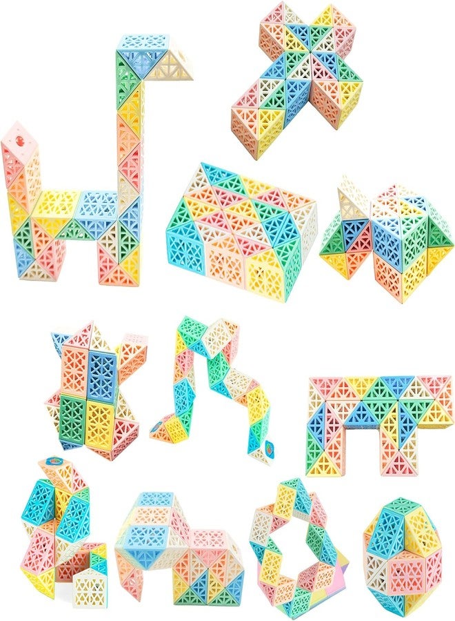 Qwick Click 1PC Snake Fidget Toy Cube Twist Puzzle 24 Wedges, Large Size Hollow Out Macaron Magic Snake Toy Brain Teaser Stocking Stuffers Party Favors Game Goodie Bags Fillers for Kids Adults Teens - Image 3
